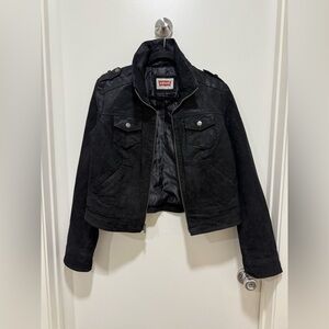 Levi's Women's Genuine Leather Jacket Moto Biker Black Size Large Zipper
